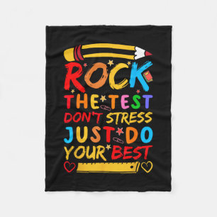 Day Rock the Test Funny Teacher Student Testing Ex Fleecedecke
