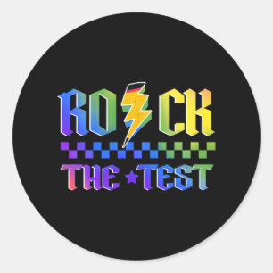 Day Rock the Test Motivierend Testlehrer Runder Aufkleber