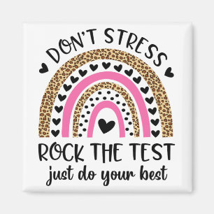 Day Rock The Test Rainbow Teacher Funny Testing Da Magnet