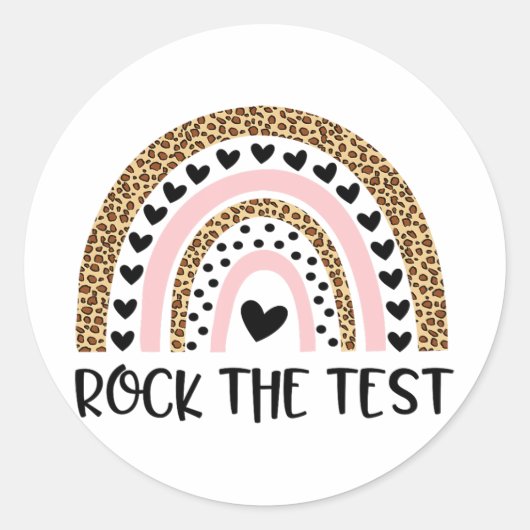 Day Rock The Test Teacher Funny Rainbow Testing Da Runder Aufkleber (Vorderseite)