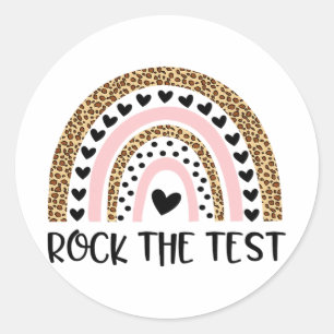 Day Rock The Test Teacher Funny Rainbow Testing Da Runder Aufkleber