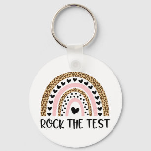 Day Rock The Test Teacher Funny Rainbow Testing Da Schlüsselanhänger