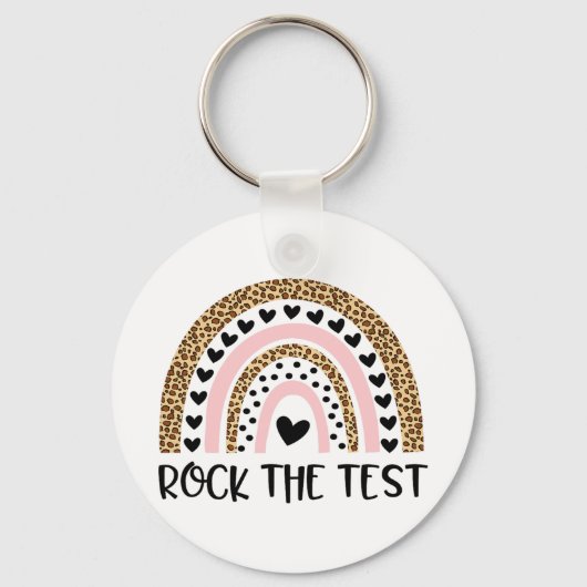 Day Rock The Test Teacher Funny Rainbow Testing Da Schlüsselanhänger (Vorderseite)