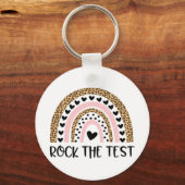 Day Rock The Test Teacher Funny Rainbow Testing Da Schlüsselanhänger (Vorderseite)