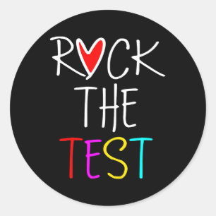 Day Rock the Test Teacher Testing Day Funny Teache Runder Aufkleber
