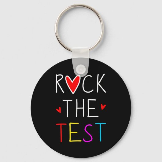 Day Rock the Test Teacher Testing Day Funny Teache Schlüsselanhänger (Vorderseite)