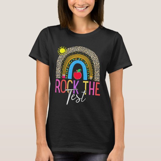 Day Rock the Test Teacher Testing Day Leopard Rege T-Shirt (Vorderseite)