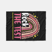 Day Rock the Test Teacher Testing Day Rainbow Leop Fleecedecke (Vorderseite (Horizontal))