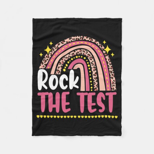 Day Rock the Test Teacher Testing Day Rainbow Leop Fleecedecke (Vorderseite)