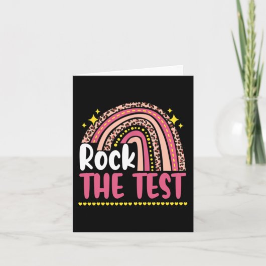 Day Rock the Test Teacher Testing Day Rainbow Leop Karte (Vorderseite)