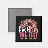 Day Rock the Test Teacher Testing Day Rainbow Leop Magnet (Vorderseite/Rückseite)