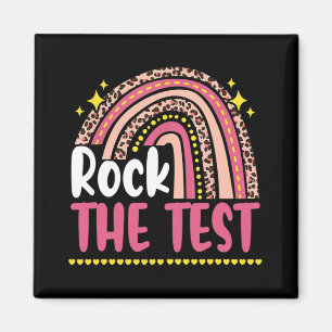 Day Rock the Test Teacher Testing Day Rainbow Leop Magnet