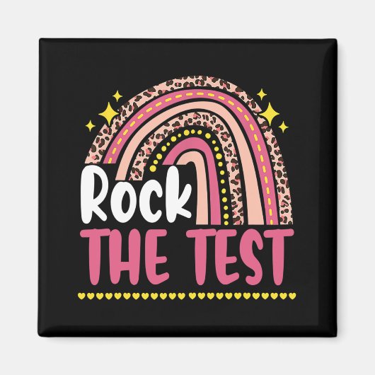 Day Rock the Test Teacher Testing Day Rainbow Leop Magnet (Vorne)