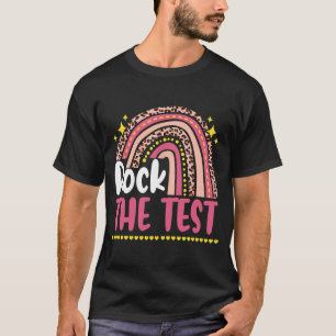 Day Rock the Test Teacher Testing Day Rainbow Leop T-Shirt