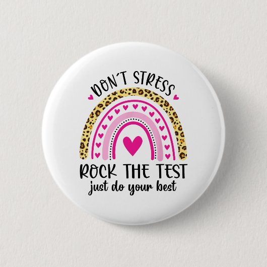 Day Rock the Test Teacher Testing Day Rainbow Teac Button (Vorderseite)