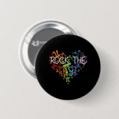 Day Rock the Test Teacher Testing Day Rainbow Teac Button (Vorne & Hinten)