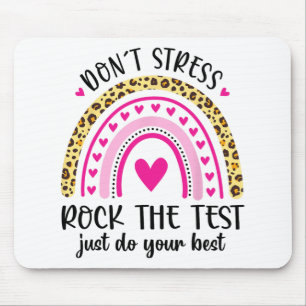 Day Rock the Test Teacher Testing Day Rainbow Teac Mousepad