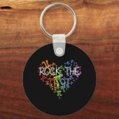 Day Rock the Test Teacher Testing Day Rainbow Teac Schlüsselanhänger (Vorderseite)
