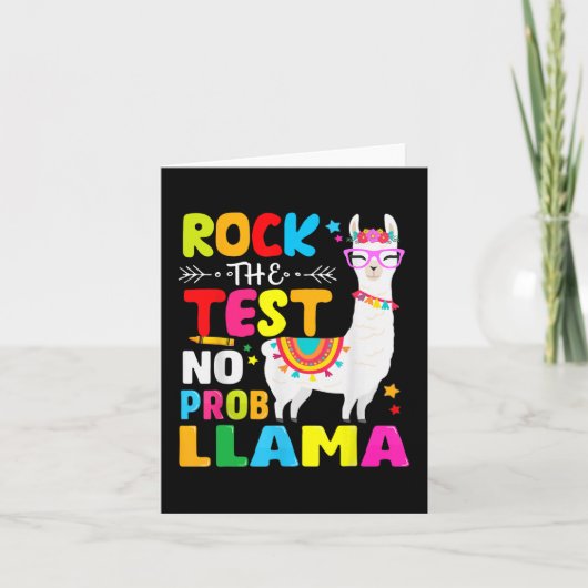 Day Rock the Test Teaching No Prob Llama Lehrer Karte (Vorderseite)