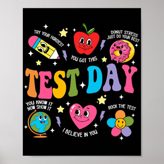 Day Rock the Test Testing Day Motivierend Teacher Poster (Vorne)
