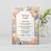 Day Stars Glam Bright Pastel Ombre Glitzer Wedding Einladung (Stehend Vorderseite)