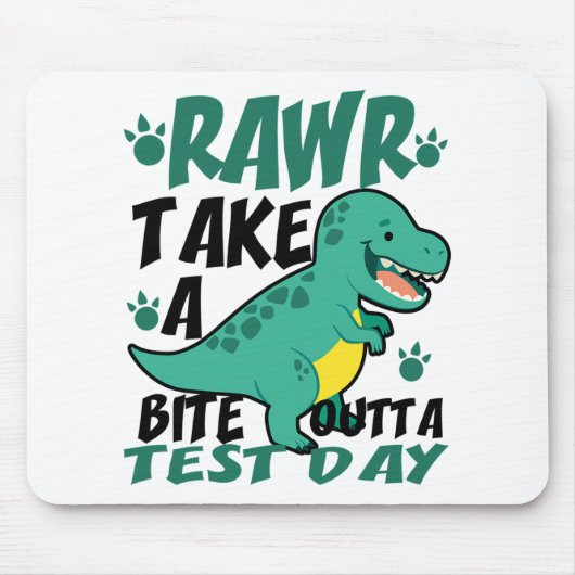 Day T-rex Funny Student Lehrer Dinosaur Test Mousepad (Vorne)