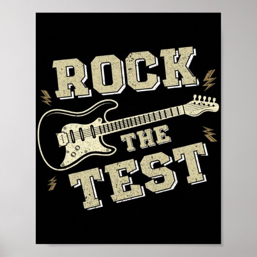 Day Teacher Rock the Test Guitar Lehrer Testing D Poster (Vorne)