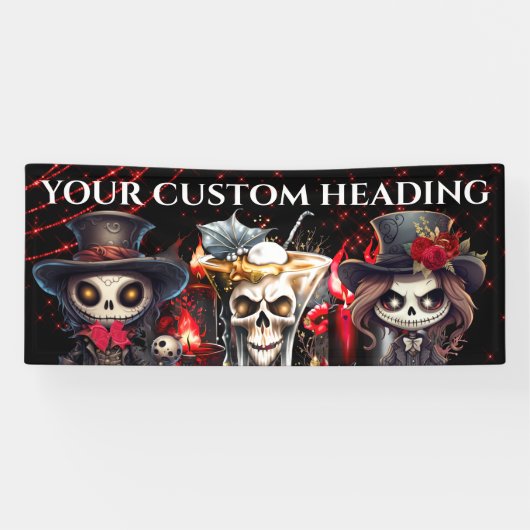 Day Tot Skelett Cocktail Halloween spooky DIY Banner (Horizontal)