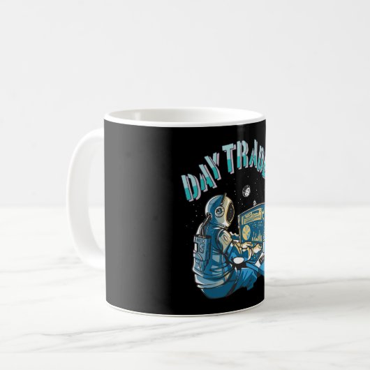 Day Trader Astronaut im Weltraum Kaffeetasse (Vorderseite Links)