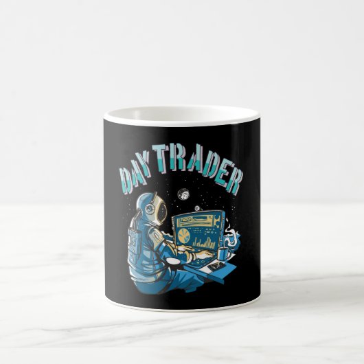 Day Trader Astronaut im Weltraum Kaffeetasse (Mittel)