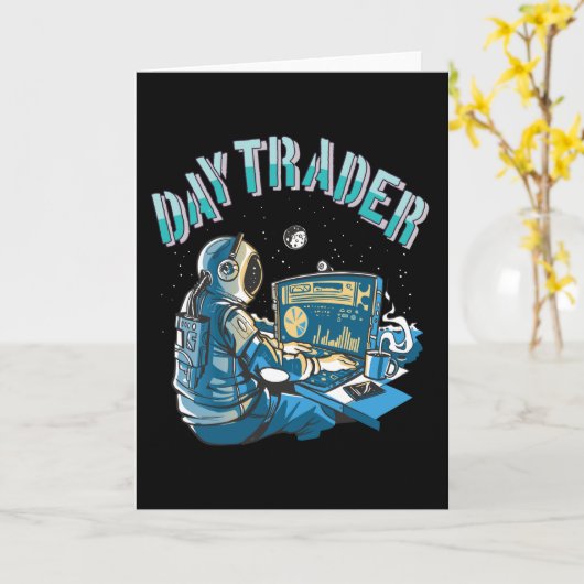 Day Trader Astronaut im Weltraum Karte (Gelbe Blume)