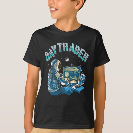 Day Trader Astronaut im Weltraum T-Shirt (Vorderseite)