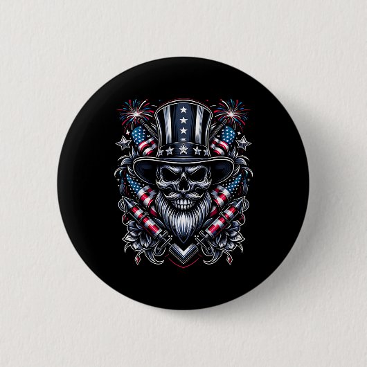 Day Usa Patriot Barted Skull! Juli 2024 Button (Vorderseite)