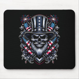 Day Usa Patriot Barted Skull! Juli 2024 Mousepad