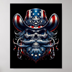 Day Usa Patriot Barted Skull! Juli 2024 Poster