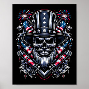 Day Usa Patriot Barted Skull! Juli 2024 Poster