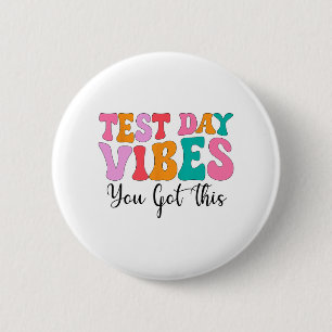 Day Vibes Groovy Testing Day Teacher Student Fraue Button