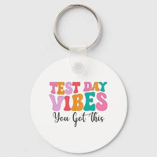 Day Vibes Groovy Testing Day Teacher Student Fraue Schlüsselanhänger