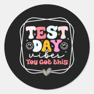 Day Vibes you Got this Teacher Retro Groovy Testin Runder Aufkleber