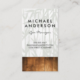 Day Wellness-Center Bamboo Holzschnitt Hintergrund Visitenkarte