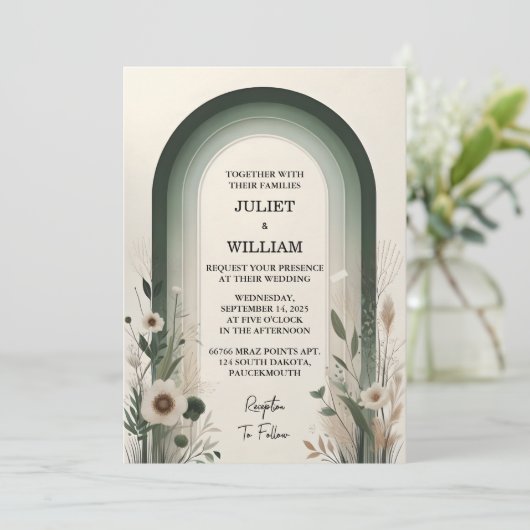 Day Wood Tree Forest Rustic Barn Farm Arch Hochzei Einladung (Stehend Vorderseite)