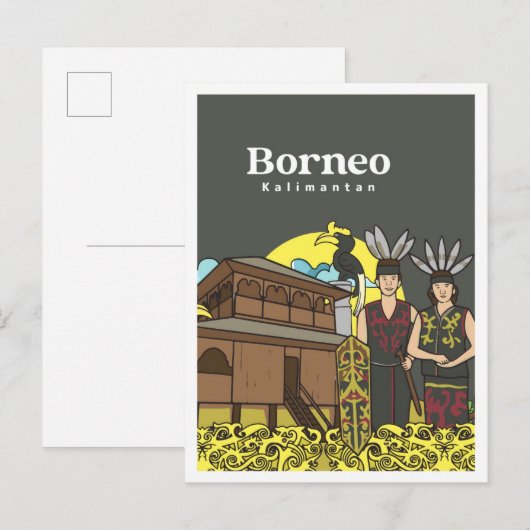 Dayak Borneo Kalimanta Indonesia Travel Postkarte (Vorne/Hinten)