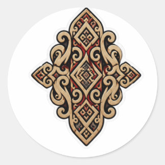 DAYAK-STAMMESSCHMUCK BORNEO-KUNST-STICKER RUNDER AUFKLEBER