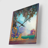 Daybreak, 1922 by Maxfield Parrish Quadratische Wanduhr (Winkel)