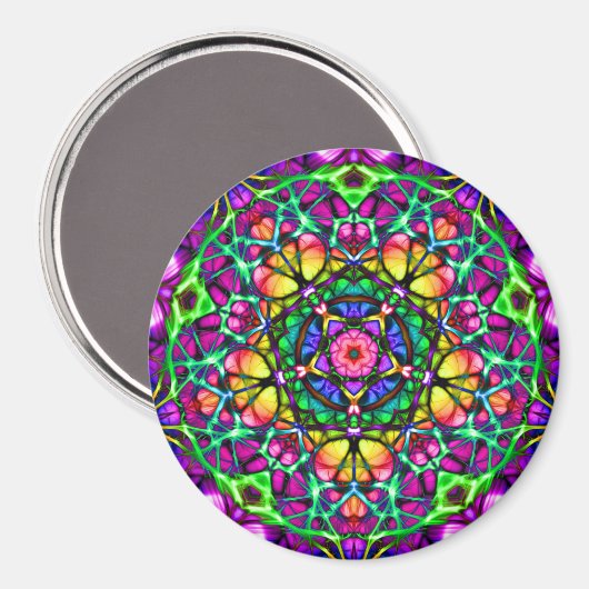 Daybreak Delight Kaleidoscope Mandala Magnet (Vorderseite/Rückseite)