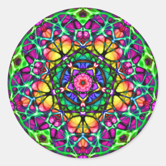 Daybreak Delight Kaleidoscope Mandala Runder Aufkleber (Vorderseite)