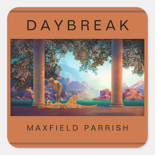 DAYBREAK Maxfield Parrish 1922 .. Hi-Def-Flachkart Quadratischer Aufkleber (Vorderseite)