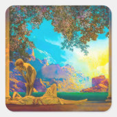 Daybreak Maxfield Parrish Quadratischer Aufkleber (Vorderseite)
