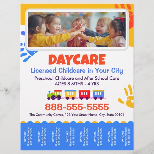 Daycare Childcare Kids Tear-Offs Flyer Template (Vorne)
