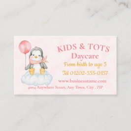 Daycare Niedlich Baby Penguin Pink Business Card Visitenkarte